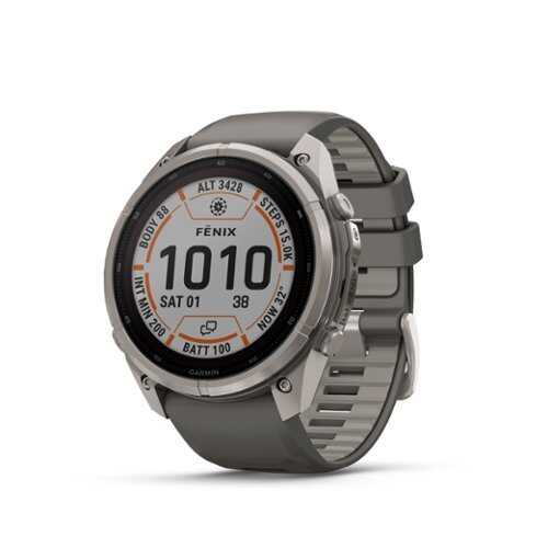 Rent to own Garmin - fēnix 9 Pro - inReach Solar GPS Smartwatch 51 mm Titanium - Pebble Gray/Silver Gray Silicone Band - (2026)
