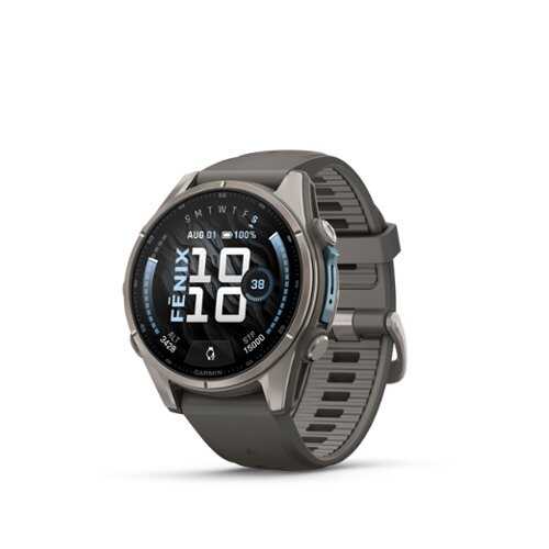 Rent to own Garmin - fēnix 9 AMOLED GPS Smartwatch 43mm Fiber-reinforced polymer - Pebble Gray Silicone Band - (2026)