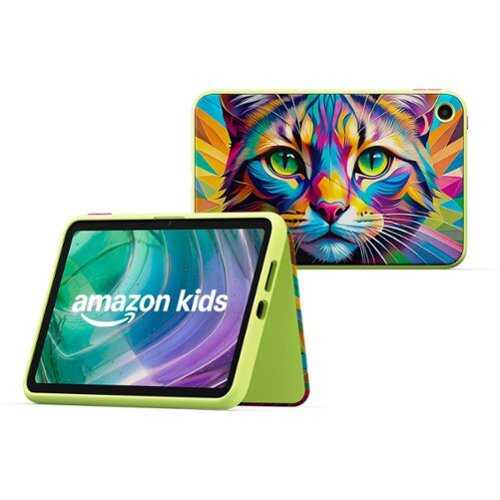 Rent to own Amazon - Kids Tablet 8 (all-new) ages 6+, 8.7" display, includes 1-year Kids+ content subscription, parental controls - Rainbow Cat