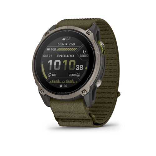 Rent to own Garmin - Enduro 4 GPS Smartwatch 51mm Fiber-reinforced polymer - Titanium with Dark Olive ComfortFit fabric band - (2026)