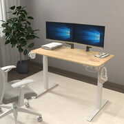 Rent to own Mainstays Height Adjustable Standing Desk with USB & Type C in Natural Wood Color