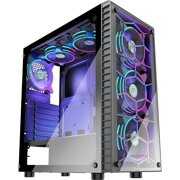 Rent to own MUSETEX 6pcs 120mm ARGB Fans Pre-Installed, ATX Mid-Tower Case with USB3.0 Tempered Glass Panels Gaming PC Case Computer Chassis (G05-S6-HB)(Black)