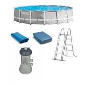 Rent to own Intex 15? x 42? Prism Frame Above Ground Swimming Pool Set and Pool Filter Pump