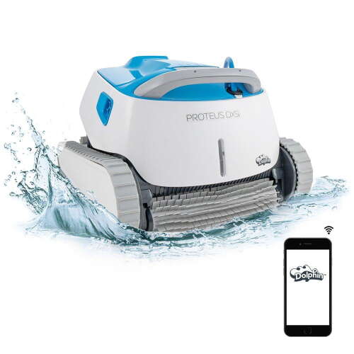 Rent to own In The Swim Dolphin Proteus DX5i Robotic Pool Vacuum Cleaner with Wi-Fi Control — Wall Climbing Capability — Powerful Waterline Scrubbing — Ideal for All Pool Types up to 50 FT in Length 99996212-LSWIF