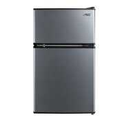 Rent to own Arctic King 3.2 Cu ft Two Door Compact Refrigerator with Freezer, Stainless Steel