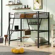 Rent to own Euroco Metal Loft Bed with Desk and Shelf for Kids, Black