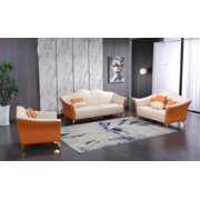 Rent to own Italian Leather Off White & Orange Sofa Set 3P WINSTON EUROPEAN FURNITURE Modern