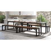 Rent to own Allewie Modern 3-Piece Soho Dining/Kitchen Table Set with Benches, Sturdy Metal Frame and MDF Board