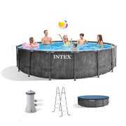 Rent To Own - Intex 15ft x 48in Greywood Prism Steel Frame Pool Set with Cover, Ladder, & Pump