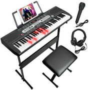 Rent to own SKONYON 61-Key Portable Electric Keyboard Set Piano Kit With Lighted Keys