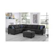 Rent to own Lilola Home Leo Dark Gray Linen 7Pc Modular L-Shape Sectional Sofa and Ottoman-Color:Dark Gray