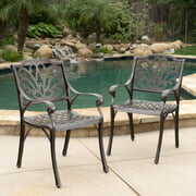 Rent to own Fonzo Outdoor Bronze Cast Aluminum Dining Chairs (Set of 2)