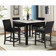 Rent to own Cobre Contemporary Faux Marble Counter Height Dining Table with 4 Velvet Nailhead Trim Stools, Black