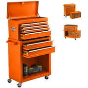 Rent to own Odaof 8 Drawer Mechanic Tool Chest with Wheels Heavy Duty Rolling Tool Box Cabinet with Riser Sliding Drawers Keyed Locking System Top Detachable Toolbox Organizer for Workshop Orange