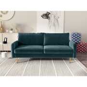 Rent to own Kingway Furniture Almor Velvet Living Room Sofa in Prussian Blue