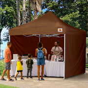 Rent to own ABCCANOPY 10 ft x 10 ft Metal Pop-Up Commercial Canopy Tent with walls, Brown