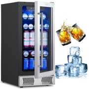 Rent to own 15 inch Beverage Refrigerator Beverage Cooler, Kognita 115 Cans Mini Fridge with Glass Door, Blue LED Lights, Small Drink Fridge with Clear Door,Touch Screen, Removable Shelves