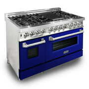 Rent to own ZLINE 48 in. Professional Dual Fuel Range with Blue Gloss Door (RA-BG-48)