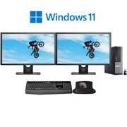 Windows 11 Pro Dell OptiPlex Desktop Computer PC Intel i7 Processor 16GB RAM 1TB HD DVD Wi-Fi Dual 19" LCD Monitors Keyboard Mouse Used PC