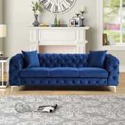 Rent to own Morden Fort Modern Contemporary Sofa with Deep Button Tufting Dutch Velvet Navy Blue