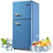 Rent to own Krib Bling 3.5 cu.ft Compact Refrigerator, Retro Mini Fridge with Freezer, Small Drink Chiller with 2 Door, Blue