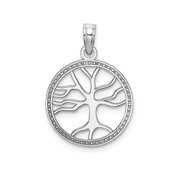 Rent to own FJC Finejewelers 14k White Gold White 3d Small Tree Of Life in Round Frame Charm