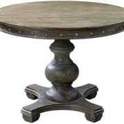 Rent to own Bowery Hill Contemporary Wood Round Table in Light Gray Finish