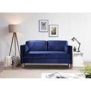 Rent to own Loveseat Sofa for Living Room Furniture with Rivet Modern Design High Stretch Settee Couch Soft Fabric Upholstery Tool-Free Assembly 55.9" L + 30.7" W + 33.8" H (Loveseat,Blue)