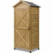 Rent to own Wood Shed, Outdoor Wooden Storage Sheds Fir Wood Lockers with Workstation
