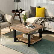 Rent to own Churanty Pine Wood Square Coffee Table for Living Room,Brown(26"x26")