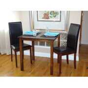 Rent to own Set of 3 pcs Classic Square Table 2 Chairs Fallabella Solid Wooden in Dark Walnut Finish