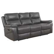 Rent to own Furniture of America Modern Leather Barton Reclining Sofa, Gray