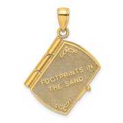 Rent to own 14K Gold with Rhodium 3D Footprints Book with Prayer Inside Charm