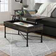 Rent to own Sauder Canal Street Industrial Lift-Top Coffee Table with Storage, Carbon Oak Finish