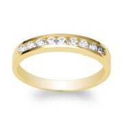 Womens 10K Yellow Gold Round CZ Simple Wedding Channel Band Ring Size 4-10