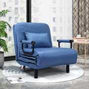 Rent to own Jaxpety 29.5" Width Fabric Folding Chaise Lounge Sofa Chair Couch with Armrest and Pillow Blue