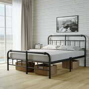 Rent to own QFTIME 14" King Bed Frame with Headboard and Footboard, Heavy Duty Metal Platform, Premium Steel Slat Mattress Foundation with Storage, No Box Spring Needed