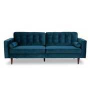 Rent to own Pemberly Row Mid-Century Modern Tufted Back Velvet Sofa in Turquoise