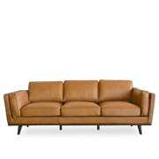 Rent to own Mid-Century Modern Brooklyn Tan Leather Sofa