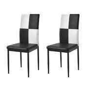 Rent to own Ansley&HosHo Set of 2 Dining Chair Set Kitchen Chairs Dining Room Side Chairs 2 Piece PU Leather Ergonomic Backrest Design Horizontal Line Square Black White