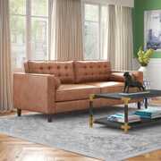 YODOLLA 84.2" Mid-Century Sofa Couch,Tufted Modern Couch-Saddle Brown