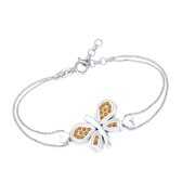 Rent to own Round Shape Simulated Citrine Beautiful Butterfly Chain Bracelets In 14k White Gold Over Sterling Silver -7.5"