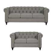 Rent to own 2 Piece Nailhead Trim Sofa and Loveseat Set in Gray