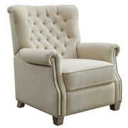 Rent to own Better Homes & Gardens Tufted Push Back Recliner, Beige Fabric Upholstery