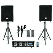Rent to own Rockville RPG2X10 Package PA System Mixer/ Amp+10 inch Speakers+Stands+Mics+ Bluetooth