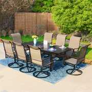 Rent to own Sophia & William 9 Pieces Metal Patio Dining Set Swivel Paded Chairs and Extendable Table Set