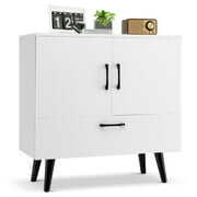 Rent to own Costway Mid Century Storage Cabinet Accent Buffet Sideboard Entryway Kitchen White