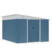 Rent to own Outsunny 11' x 9' Steel Garden Storage Shed Outdoor Metal Tool House with Double Sliding Doors & 2 Air Vents, Blue