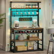 thumbnail interactive-video image 1 of 6-Tier Bakers Rack With Power Outlet - Coffee Bar With LED Lights & Wine Storage 1 of 13