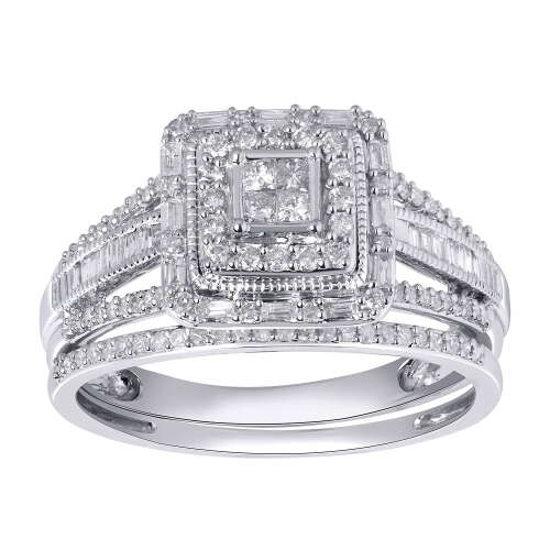 Rent to own Brilliance Fine Jewelry 0k Wg Fb 1/2cttw Cushion Bridal Set